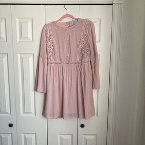 Pink and lace mini dress.